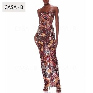 NEW!💫 CASA B| The Stella Strapless Floral Sequins Evening Dress